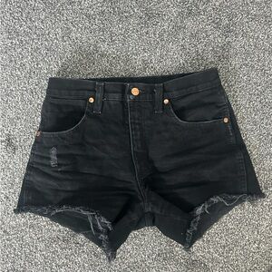 Vintage Black Denim Cowboy Cut-Off Shorts